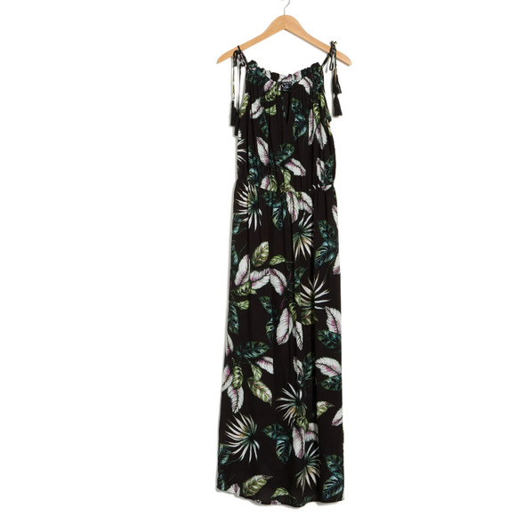 BRAND NEW City Chic Samui Tropical Print Tie Strap Maxi Dress Tassel Resort - Picture 1 of 7